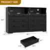Dresser Chests Of Drawers, Wooden 6 Drawer Dresser For Bedroom With Led Light, 55" Wide Wood Dresser With Large Capacity Storage