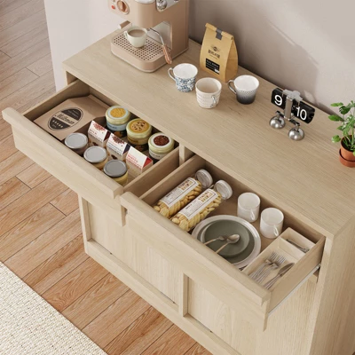 Whizmax Double Tilt Out Trash Cabinet, Hidden Trash Cabinet With 20 Gallon Storage, Freestanding Garbage Can Cabinet For Kitchen Dining Room 4 Whizmax Double Tilt Out Trash Cabinet, Hidden Trash Cabinet With 20 Gallon Storage, Freestanding Garbage Can Cabinet For Kitchen Dining Room - Image 4