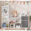 Kids Bookshelf Width Toy Storage Organizer With Reading Nook For Kids Room, Playroom, Nursery White Bookcase Seat Cushion