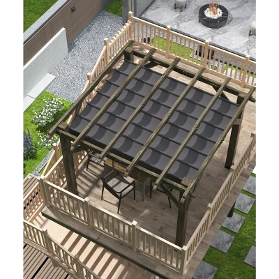 10x12x7.5FT Cedar Pergola Outdoor Wood Pergola With Canopy, Solid Structure Shelter For Deck, Garden, Backyard, And Lawn - Grey Charcoal 3 10x12x7.5FT Cedar Pergola Outdoor Wood Pergola With Canopy, Solid Structure Shelter For Deck, Garden, Backyard, And Lawn - Grey Charcoal - Image 3