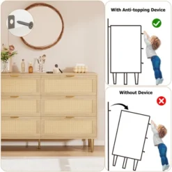 WhizMax Rattan 6 Drawer Dresser, Wooden Chest Of Drawers With Metal Legs And Handles, Wide Double Drawer Dresser For Bedroom, Living Room, Natural -Home Decor Store GUEST 8a31fb52 e224 4e30 b3e6 ff7d038e5b13