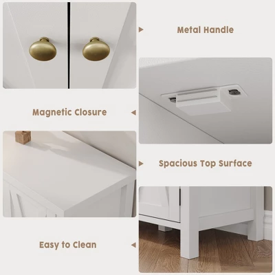 Shoe Cabinet With Doors, Farmhouse 35'' Shoe Storage Cabinet For Entryway, 4-Tier Shoe Cabinet With Storage, Large Shoe Organizer Cabinet, White 5 Shoe Cabinet With Doors, Farmhouse 35'' Shoe Storage Cabinet For Entryway, 4-Tier Shoe Cabinet With Storage, Large Shoe Organizer Cabinet, White - Image 5