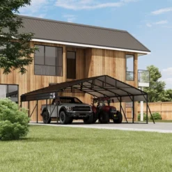 Metal Carport With Galvanized Steel Roof, Heavy Duty Metal Roof Carport With Enhanced Base, Tall Metal Carport Kits Garage For Tractors -Home Decor Store GUEST 8c02e414 0b6f 4e9c bab1 05486250e4e8