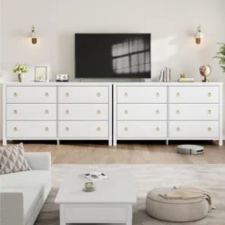 6 Dresser For Bedroom, 47.2" Wide Dresser, Modern Wide Drawer Dresser With Storage, Wooden Closet Dressers Chest Of Drawers -Home Decor Store GUEST 8c8ead5c ed7c 497e 928b 6dc407e7ff84