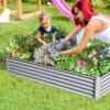 Land Guard Galvanized Raised Garden Bed Kit, Outdoor Metal Raised Garden Beds, Galvanized Planter Raised Garden Boxes For Vegetables