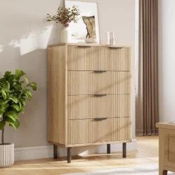 Fluted 5 Drawer Dresser For Bedroom, Modern Wood Chest Of Drawers With Wide Drawers -Home Decor Store GUEST 8d3458f1 7ca5 4852 8ae7 0e0e7b344ceb