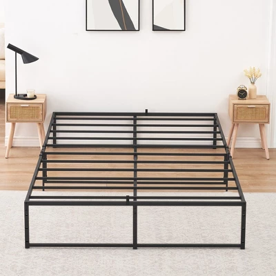 Twin Size Bed Frame Platform, 14 Inch Metal Twin Bedframe With 3 In 1 Sturdy Steel Support, No Box Spring Needed Black Mattress Frame 2 Twin Size Bed Frame Platform, 14 Inch Metal Twin Bedframe With 3 In 1 Sturdy Steel Support, No Box Spring Needed Black Mattress Frame - Image 2