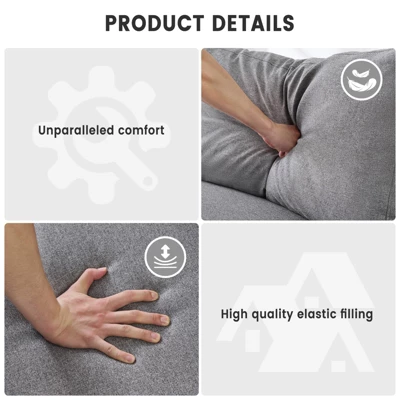 Loveseat Sofa Couch For Living Room, 80" Modern 2-Seater Couch £¬Comfy Mid Century Modern Couch For Bedroom, Office, Apartment, Grey 4 Loveseat Sofa Couch For Living Room, 80" Modern 2-Seater Couch £¬Comfy Mid Century Modern Couch For Bedroom, Office, Apartment, Grey - Image 4