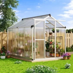 6x8 FT Greenhouse For Outdoors,Polycarbonate Greenhouse With Quick Setup Structure And Roof Vent,Aluminum Greenhouses For Outdoors Heavy Duty