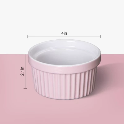 WhizMax Porcelain Ramekin, 8 Oz, Set Of 6, Pink 2 WhizMax Porcelain Ramekin, 8 Oz, Set Of 6, Pink - Image 2