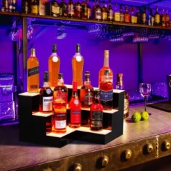 Liquor Bottle Display Shelf, 3-Tiers 20-Inch Acrylic Lighted Bottle Display With Remote & App Control -Home Decor Store GUEST 8f69edf3 d1cd 48ea ae93 c681628ec33d