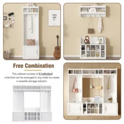 Shoe Storage Bench With Shelves Coat Hooks, Elegant Hall Tree With Wall Mounted Coat Rack, Entryway Organizer For Hallway, Foyer, Mudroom, Entrance -Home Decor Store GUEST 903d706b 1270 4e90 8010 5fbbc5904072