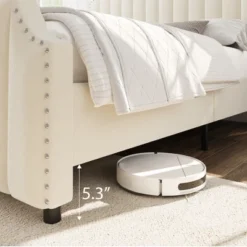 WhizMax Queen/King Size Bed Frame With 50.2" Tall Headboard, Velvet Upholstered Bed Frame Queen With Vertical Channel Tufted Headboard & Footboard 13 WhizMax Queen/King Size Bed Frame With 50.2" Tall Headboard, Velvet Upholstered Bed Frame Queen With Vertical Channel Tufted Headboard & Footboard -Home Decor Store GUEST 90c01834 9359 427a a882 36c5e9153d24