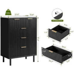 Fluted 5 Drawer Dresser For Bedroom, Modern Wood Chest Of Drawers With Wide Drawers -Home Decor Store GUEST 931ba8c7 4307 4bb3 b1b1 cd467f9937f2