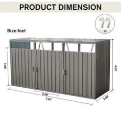 Outdoor Garbage Bin Shed For 3 Trash Cans, Stainless Galvanized Steel Bin Shed W/Lifting Lids Lockable Doors, Ventilated Storage Shed For Garden Yard -Home Decor Store GUEST 93796235 85e6 4909 bd1b 77b7ba8d1416