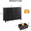 Large 6 Drawer Dresser With Deep Drawers & Metal Knobs, Modern Wooden Double Chests Of Drawers For Entryway