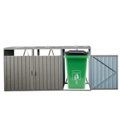 Outdoor Garbage Bin Shed For 3 Trash Cans, Stainless Galvanized Steel Bin Shed W/Lifting Lids Lockable Doors, Ventilated Storage Shed For Garden Yard -Home Decor Store GUEST 958077e8 add9 4275 b2c1 c5ce3b59a190