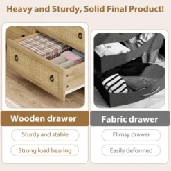 Rattan 3 Dresser For Bedroom, 29" Tall Dresser, Boho Tall Drawer Dresser With Storage, Wooden Closet Dressers Chest Of Drawers -Home Decor Store GUEST 95a48284 c15f 4124 a095 c609689bd53d