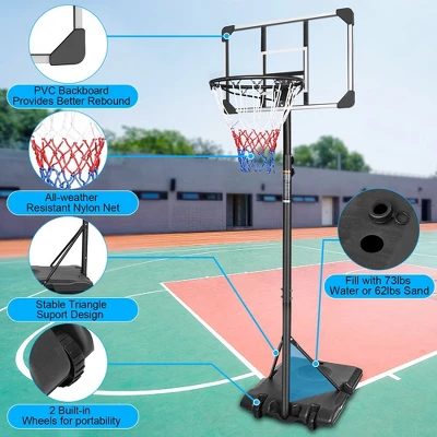Portable Basketball Hoop Outdoor 28Inch Backboard And Wheels 5.6ft - 7ft Adjustable Height Basketball Stand For Indoor Outdoor Basketball Goal 1 Portable Basketball Hoop Outdoor 28Inch Backboard And Wheels 5.6ft - 7ft Adjustable Height Basketball Stand For Indoor Outdoor Basketball Goal