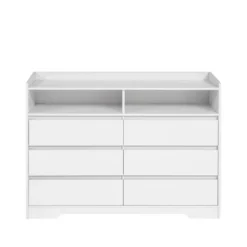 6 Drawer Dresser, White Dresser For Bedroom With LED Lights, Dressers & Chests Of Drawers With Sturdy Frame For Living Room, Entryway, Hallway -Home Decor Store GUEST 9a43e70b 6178 42ba 8478 f9d41021ef78