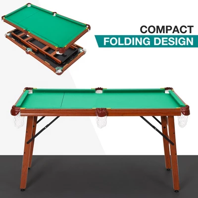 55-inch Folding Billiard - Portable Pool Table, Billiard Game Table With 2 Cue Sticks 16 Balls Triangle Chalk For Kids And Adults 2 55-inch Folding Billiard - Portable Pool Table, Billiard Game Table With 2 Cue Sticks 16 Balls Triangle Chalk For Kids And Adults - Image 2