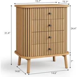 4 Drawer Dressers, Chest Of Drawers For Bedroom, Nightstand, Spacious Storage Boho Wicker Dresser