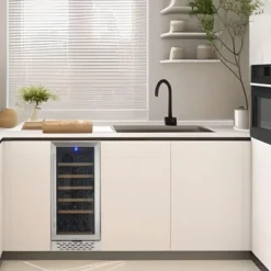 15 Inch Wine Fridge, 28 Bottles Wine Cooler Refrigerator Built-In Or Freestanding, Wine Refrigerator With Double-Layered Glass Door & Safety Lock -Home Decor Store GUEST 9d9d855f 605b 47b2 8ddf dbeb40511d78