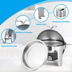 6.8 QT Round Roll Top Chafing Dish Buffet Set, Round Chafing Dishes -Home Decor Store GUEST 9f8178ec db45 45e7 8033 343b29098a62