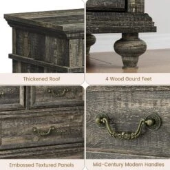 47" Farmhouse Dresser For Bedroom With 9 Drawers, Rustic Wood Chest With Vintage Metal Handles For Bedroom -Home Decor Store GUEST 9fd2bd9a 198f 446f a58c dc58d13b6450