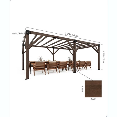 12 X 20 FT Wood Pergola, Retractable Shade Canopy, Outdoor Wooden Pergola For Patio 5 12 X 20 FT Wood Pergola, Retractable Shade Canopy, Outdoor Wooden Pergola For Patio - Image 5