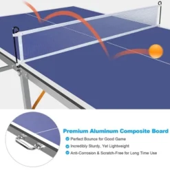 6FT Mid-Size Table Tennis Game Set - Indoor/Outdoor Portable Table Tennis Game With Net, 2 Table Tennis Paddles And 3 Balls,Stable Structure -Home Decor Store GUEST a22d5b0b bc33 4671 9a65 d23c3449eb17