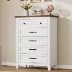 5 Dresser For Bedroom, 41" Tall Dresser, Vertical Drawer Dresser With Storage Freestanding, Wooden Closet Dresser Storage Chest For Bedroom -Home Decor Store GUEST a2503e7b 42ff 4e65 8804 ed89e2490dce