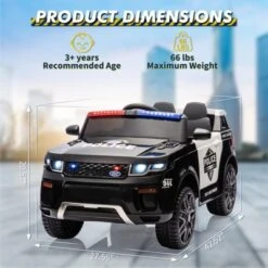 Kids Ride On Police Car 12V Electric Truck For Toddlers Battery Powered Ride On Toy With Remote Control