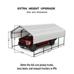 13'x21' Heavy-duty Metal Carport With 10 Ft Height And 16-gauge Poles; Perfect Permanent Shelter For Full-sized Pickup Trucks, Boats, And Tractors. -Home Decor Store GUEST a565ebf5 3ec3 41d2 8ac4 7aa92021d5c6