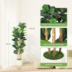 Whizmax Artificial Fiddle Leaf Fig Tree, Faux Trees With Fake Plants Fiddle Leaves Greenery With White Tall Planter For Home Office Decor -Home Decor Store GUEST a624e69c ea2c 43ae 9124 a427dbd0d7f6
