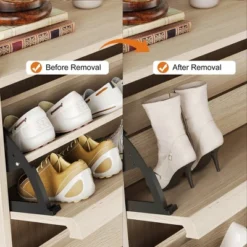 Shoe Cabinet With 3 Flip Drawers, Shoe Storage For Entryway, Wooden Shoe Organizer Cabinet, Hidden Shoe Rack For Hallway, Living Room, Natural -Home Decor Store GUEST a656f5f2 1253 48f7 b7c3 20544adb3d24