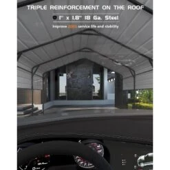 13'x21' Heavy-duty Metal Carport With 10 Ft Height And 16-gauge Poles; Perfect Permanent Shelter For Full-sized Pickup Trucks, Boats, And Tractors. -Home Decor Store GUEST a67171d9 32a9 4cae a922 daba36857700