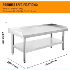 36"x28"x24" Stainless Steel Equipment Grill Stand Table,1000 Lbs Top Shelf,220 Lbs Bottom Shelf,Adjustable Legs,2" Edge Baffle 13 36"x28"x24" Stainless Steel Equipment Grill Stand Table,1000 Lbs Top Shelf,220 Lbs Bottom Shelf,Adjustable Legs,2" Edge Baffle -Home Decor Store GUEST a695b56e fdc4 4ff1 86ae 78e879a75689