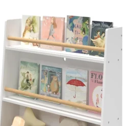 Kids Bookshelf With Toy Organizer, 3-Tier Wood Child Book Shelf, Toy Storage Organizer With Legs, Kids Bookcase For Children's Room, Nursery White
