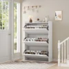 Shoe Cabinet With 3 Flip Drawers, Shoe Storage For Entryway, Wooden Shoe Organizer Cabinet, Hidden Shoe Rack For Hallway, Living Room, Rustic White