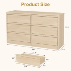 Garvee 6 Drawer Dresser For Bedroom, Natural Double Dresser Organizer With Concave Handles, Modern Chest Of Drawers For Bedroom, Living Room, Nursery -Home Decor Store GUEST aa6868a9 3799 4bec b533 35e187e14b7d 1