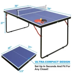 Midsize Ping Pong Table Set, 4.5ft Table Tennis Table With Net, Table Tennis Game Set With 2 Table Tennis Paddles & 3 Ping Pong Balls, PingPong Table -Home Decor Store GUEST ab396962 3ee1 44bf bbd9 92c687758744