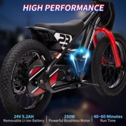 Electric Dirt Bike For Kids, 250W Electric Motorcycle, Electric Balance Bike For Ages 6-12