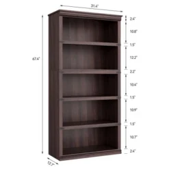 5 Tier Bookcase, Farmhouse Book Shelf With Storage Open Display Bookshelves, 71" Tall Book Case Wooden 5 Shelf Bookcase