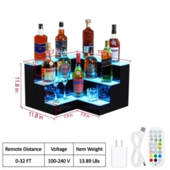 Liquor Bottle Display Shelf, 3-Tiers 20-Inch Acrylic Lighted Bottle Display With Remote & App Control -Home Decor Store GUEST aef68235 8242 4c56 a7ed 3fe7a620a649