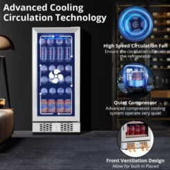 Beverage Refrigerator And Cooler, 96 Cans Built-in Or Freestanding Beverage Cooler With Glass Door