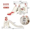 4 In 1 Kids Slide And Swing Set, Kids Playground Climber Slide Playset Includes Slide, Swing, Basketball Hoop, And Climber