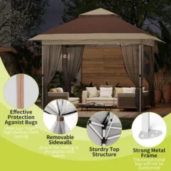 WhizMax Pop Up Outdoor Gazebo With Removable Curtains And Silver Coated Canopy -Home Decor Store GUEST afe4e0f1 0bbb 474b b444 4c82c857d811