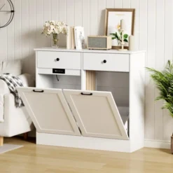 Double Tilt Out Trash Cabinet 20 Gallon,Hidden Wooden Trash Can Cabinet With Deodorizing Function -Home Decor Store GUEST b012906c ef4c 4867 81d3 2c50c0036865