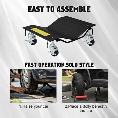 Black Car Dollies Set Of 2,Car Wheel Dolly For Garage Moving Car,Vehicle Dolly Heavy Duty For Motorcycles,Disabled Units,Dirt Bike, 3000LBS 7 Black Car Dollies Set Of 2,Car Wheel Dolly For Garage Moving Car,Vehicle Dolly Heavy Duty For Motorcycles,Disabled Units,Dirt Bike, 3000LBS - Image 7